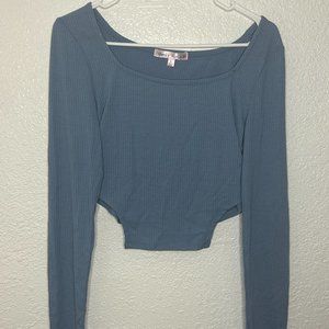 Blue Long corset crop top